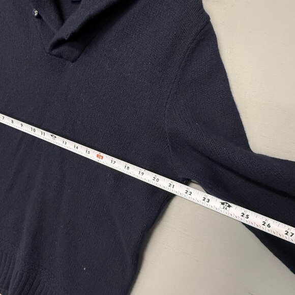 Ralph Lauren Rugby Sweater Navy Blue 100% Wool Shawl Elbow Pads‎ Men’s Large - Picture 5 of 7